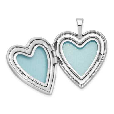 Sterling Silver RH-plated Enamel Butterflies Heart Locket Necklace