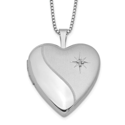Sterling silver diamond locket necklace