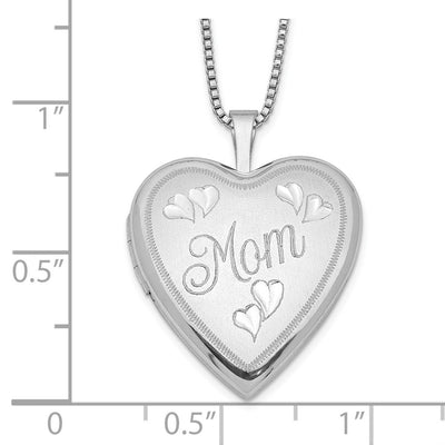 Sterling Silver Rhodium-plated Mom Heart Locket Necklace