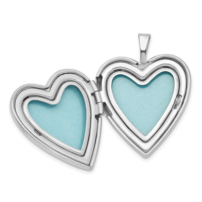 Sterling Silver Rhodium-plated with Daisies Heart Locket Necklace