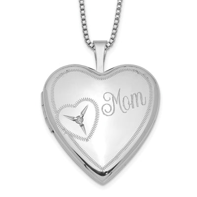 Sterling silver diamond locket necklace