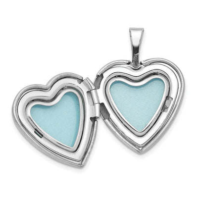 Sterling Silver RH-plated Satin Enamel Butterfly Heart Locket Necklace