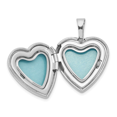 Sterling Silver Rhodium-plated Cat Heart Locket Necklace