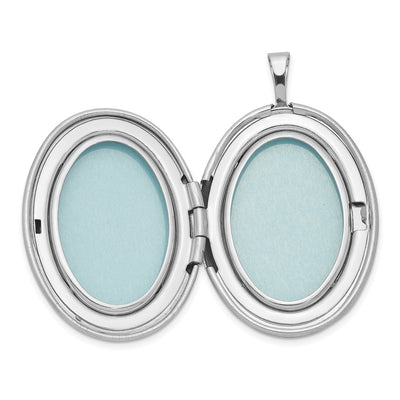 Sterling Silver RH-plated Enameled Butterfly Oval Locket Necklace