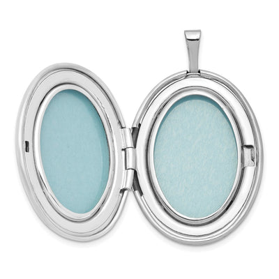 Sterling Silver RH-plated Floral Oval Locket Necklace