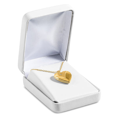 1/20 Gold Filled Polished/Satin Diamond Star Heart Locket Necklace