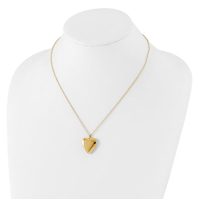 1/20 Gold Filled Polished/Satin Diamond Star Heart Locket Necklace
