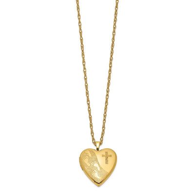 1/20 Gold Filled Cross & Footprint Heart Locket Necklace