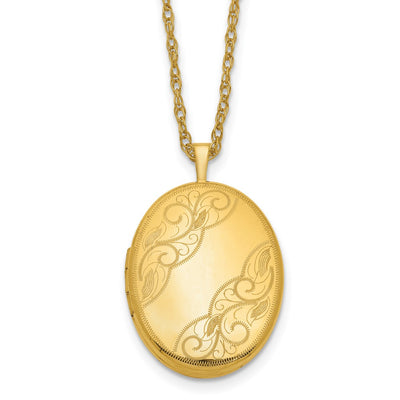 1/20 Gold Filled Swirled Oval Locket Necklace