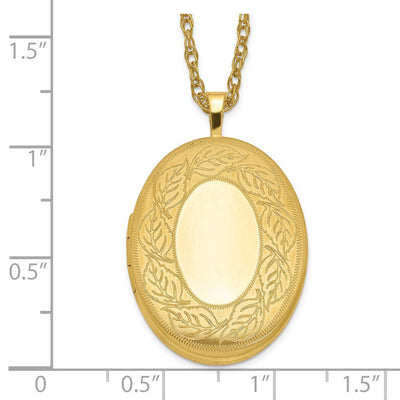 1/20 Gold Filled Leaf Border Oval Locket Necklace