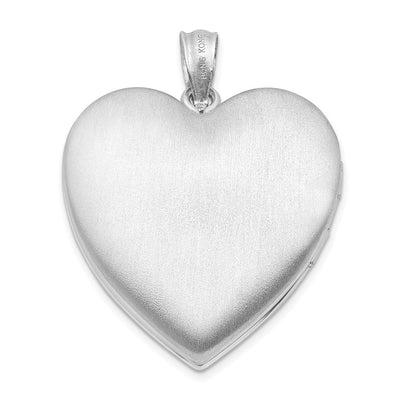 Sterling Silver Rhod-plated w/ Diamond Star Design Heart Locket