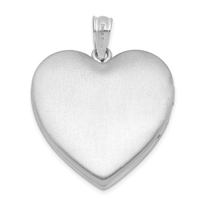Sterling Silver Rhodium-plated Enameled Rose with Border Heart Locket