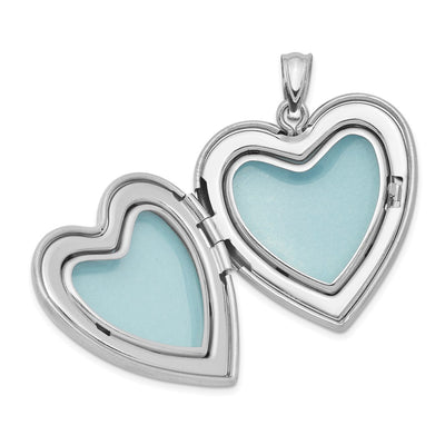 Sterling Silver Rhodium-plated Enameled Rose with Border Heart Locket