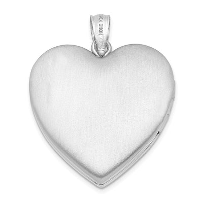 Sterling Silver Rhodium-plated Polished Swirl Heart Locket, 31 x 24mm