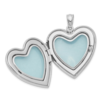 Sterling Silver Rhodium-plated Polished Swirl Heart Locket, 31 x 24mm