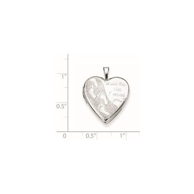 Sterling Silver Rhodium-plated Footprints Heart Locket