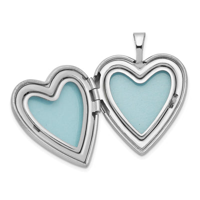 Sterling Silver Rhodium-plated Satin/Polished Cross Heart Locket