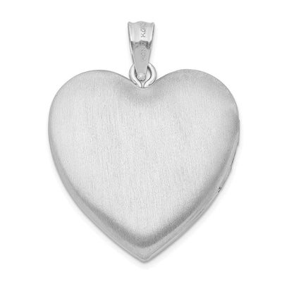 Sterling Silver Rhodium-plated Enameled Floral Border Heart Locket