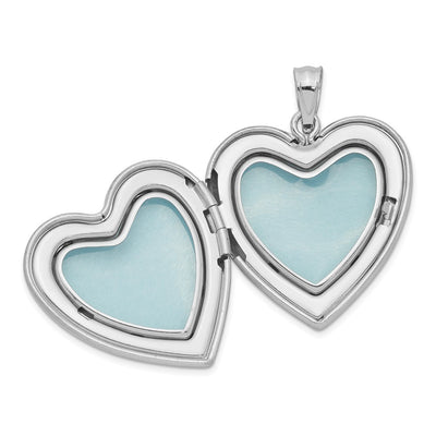 Sterling Silver Rhodium-plated Enameled Floral Border Heart Locket