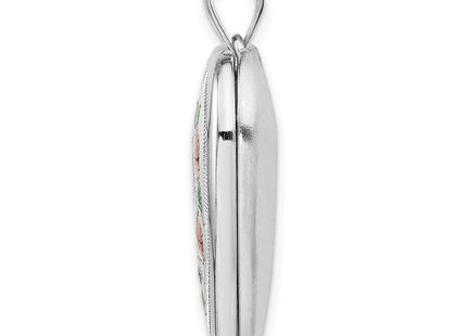 Sterling Silver Rhodium-plated Enameled Floral Mom Heart Locket (Style QLS328)