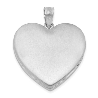 Sterling Silver Rhodium-plated Enameled Floral Mom Heart Locket, 30.25 x 24mm