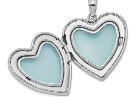 Sterling Silver Rhodium-plated Enameled Floral Mom Heart Locket (Style QLS328)