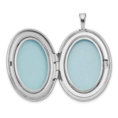 Sterling Silver Rhodium-plated Mother and Baby Oval Locket