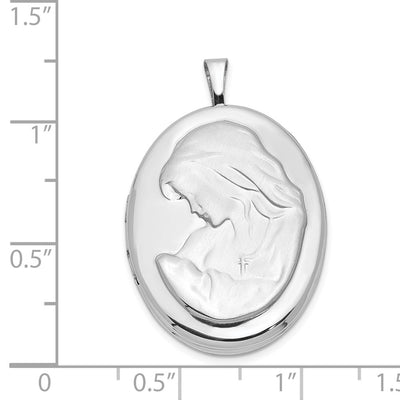 Sterling Silver Rhodium-plated Mother and Baby Oval Locket