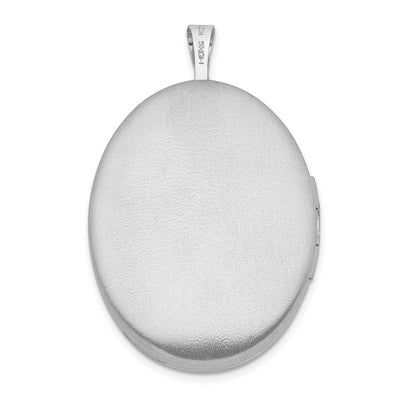 Sterling Silver Rhodium-plated Leaf Border Oval Locket