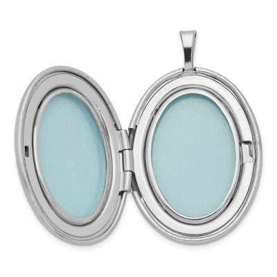 Sterling Silver Rhodium-plated Leaf Border Oval Locket