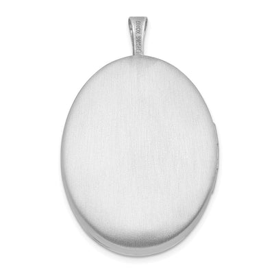 Sterling Silver Rhod-plated Satin Enameled Flower Scroll Oval Locket
