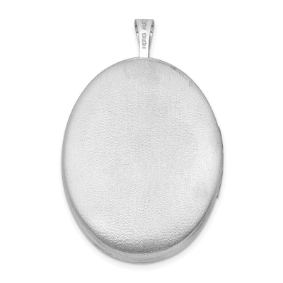 Sterling Silver Rhodium-plated Satin with Diamond Star Oval Locket