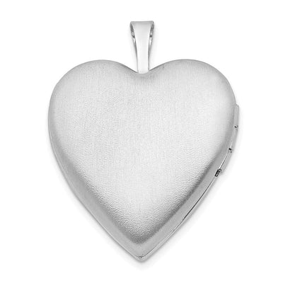Sterling Silver Rhodium-plated Polished Swirl Heart Locket, 25.15 x 19.6mm
