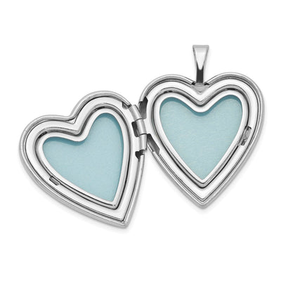 Sterling Silver Rhodium-plated Polished Swirl Heart Locket, 25.15 x 19.6mm
