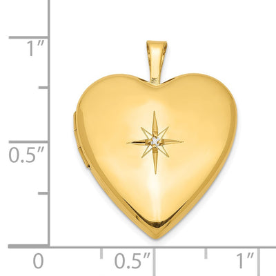Sterling Silver Gold-plated Diamond Star Heart Locket