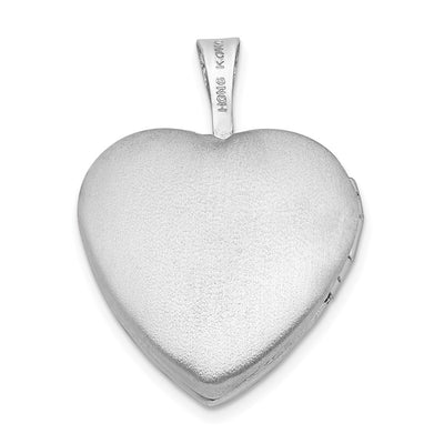 Sterling Silver Rhodium-plated Polished & Satin Cross Heart Locket