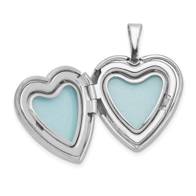 Sterling Silver Rhodium-plated Polished & Satin Cross Heart Locket