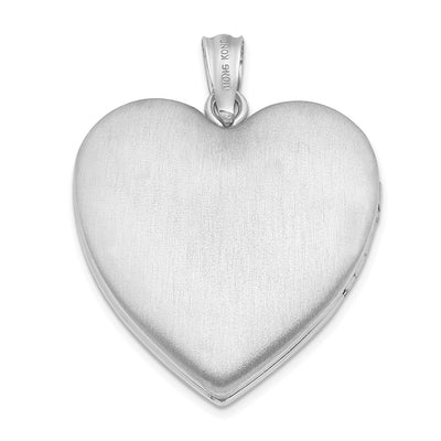 Sterling Silver Rhodium-plated D/C Cross Heart Locket