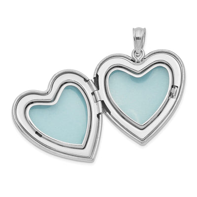 Sterling Silver Rhodium-plated D/C Cross Heart Locket