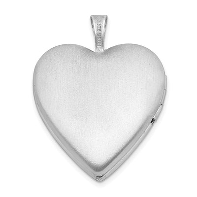 Sterling Silver Rhod-plated Satin/Polished D/C Butterfly Heart Locket