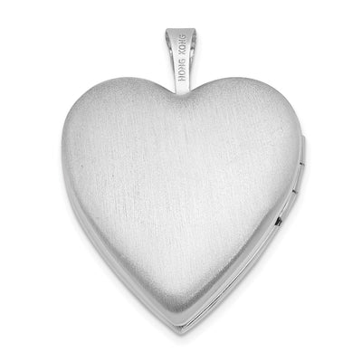 Sterling Silver Rhodium-plated Polished Front/Satin Back Heart Locket