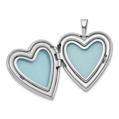 Sterling Silver Rhodium-plated Polished Front/Satin Back Heart Locket