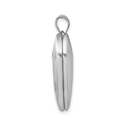Sterling Silver Rhodium-plated D/C Heart Locket, 29.85 x 23.75mm