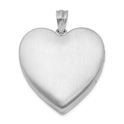 Sterling Silver Rhodium-plated D/C Heart Locket, 29.85 x 23.75mm