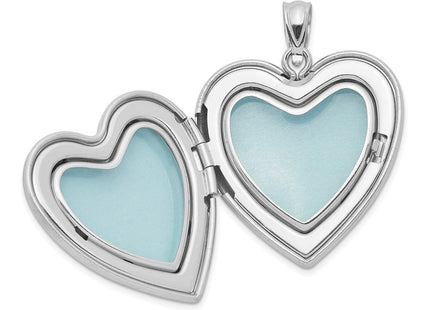 Sterling Silver Rhodium-plated D/C Heart Locket (Style QLS398)