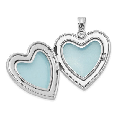 Sterling Silver Rhodium-plated D/C Heart Locket, 29.85 x 23.75mm
