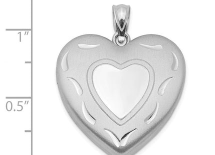 Sterling Silver Rhodium-plated D/C Heart Locket (Style QLS398)