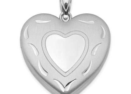 Sterling Silver Rhodium-plated D/C Heart Locket (Style QLS398)