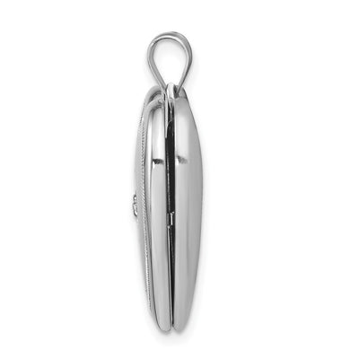 Sterling Silver Rhodium-plated & Diamond D/C Heart Locket, 30 x 23.8mm