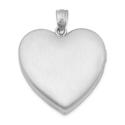 Sterling Silver Rhodium-plated & Diamond D/C Heart Locket, 30 x 23.8mm